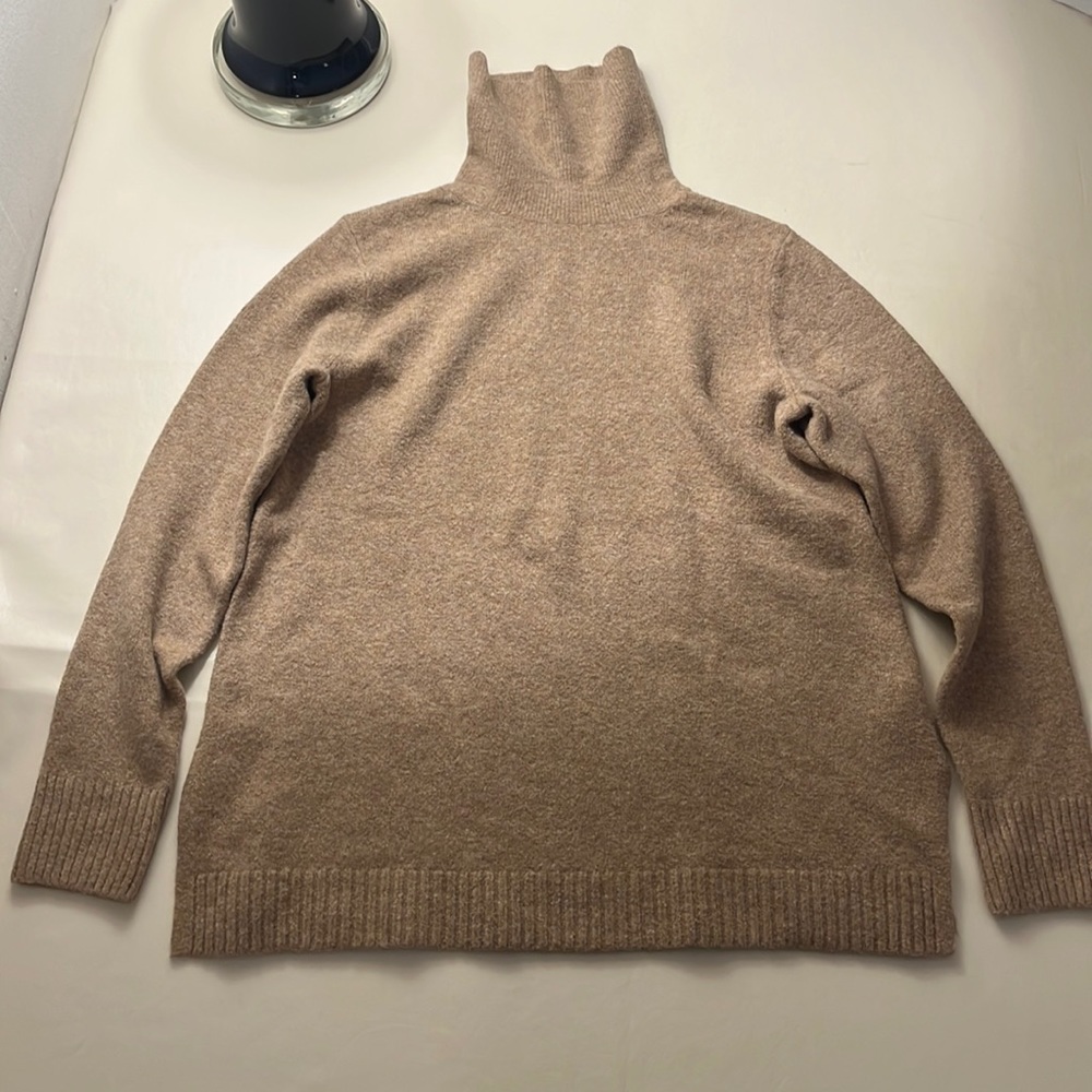 Oversized JCrew Extra-Soft turtleneck sweater.